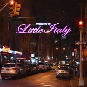 Sanitizing in Little Italy, NYC
