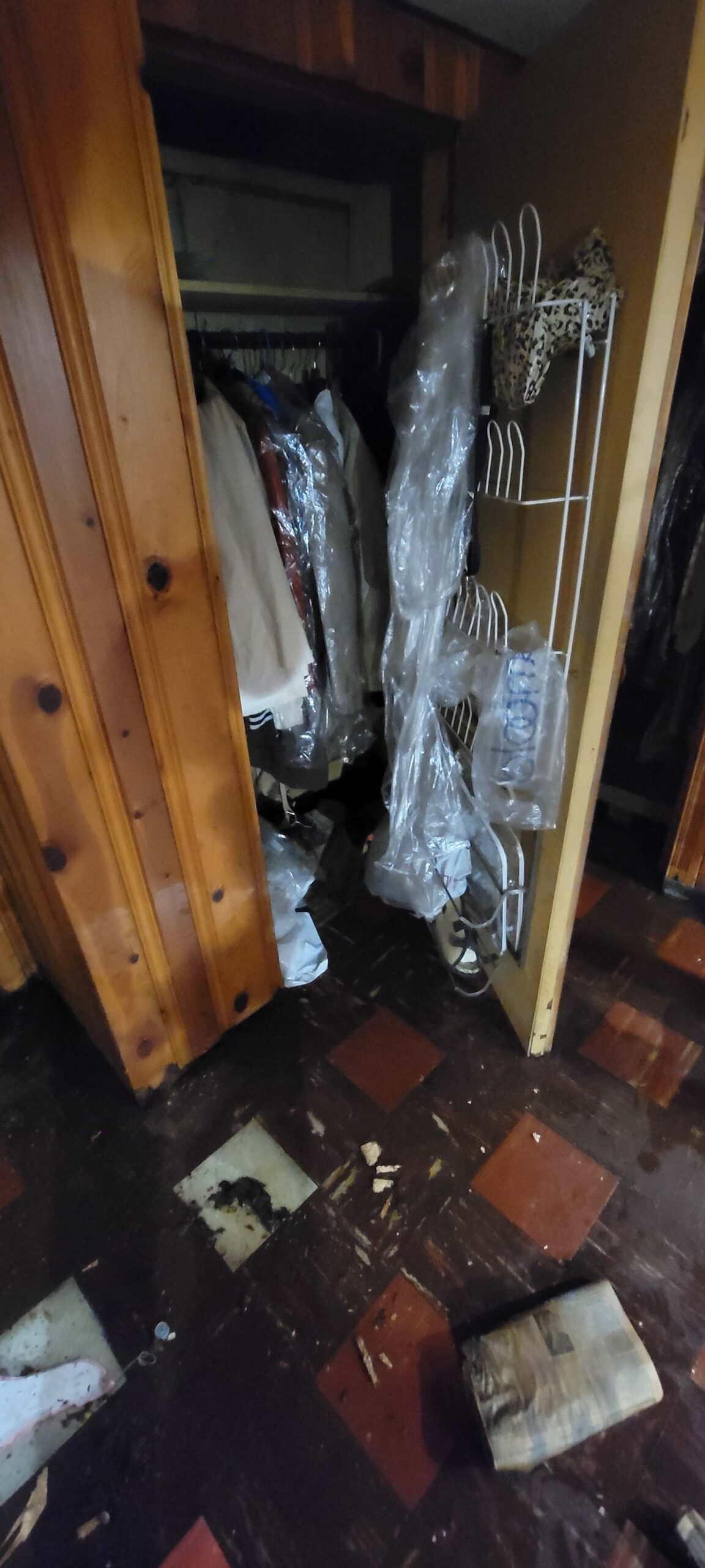 water damage in closet