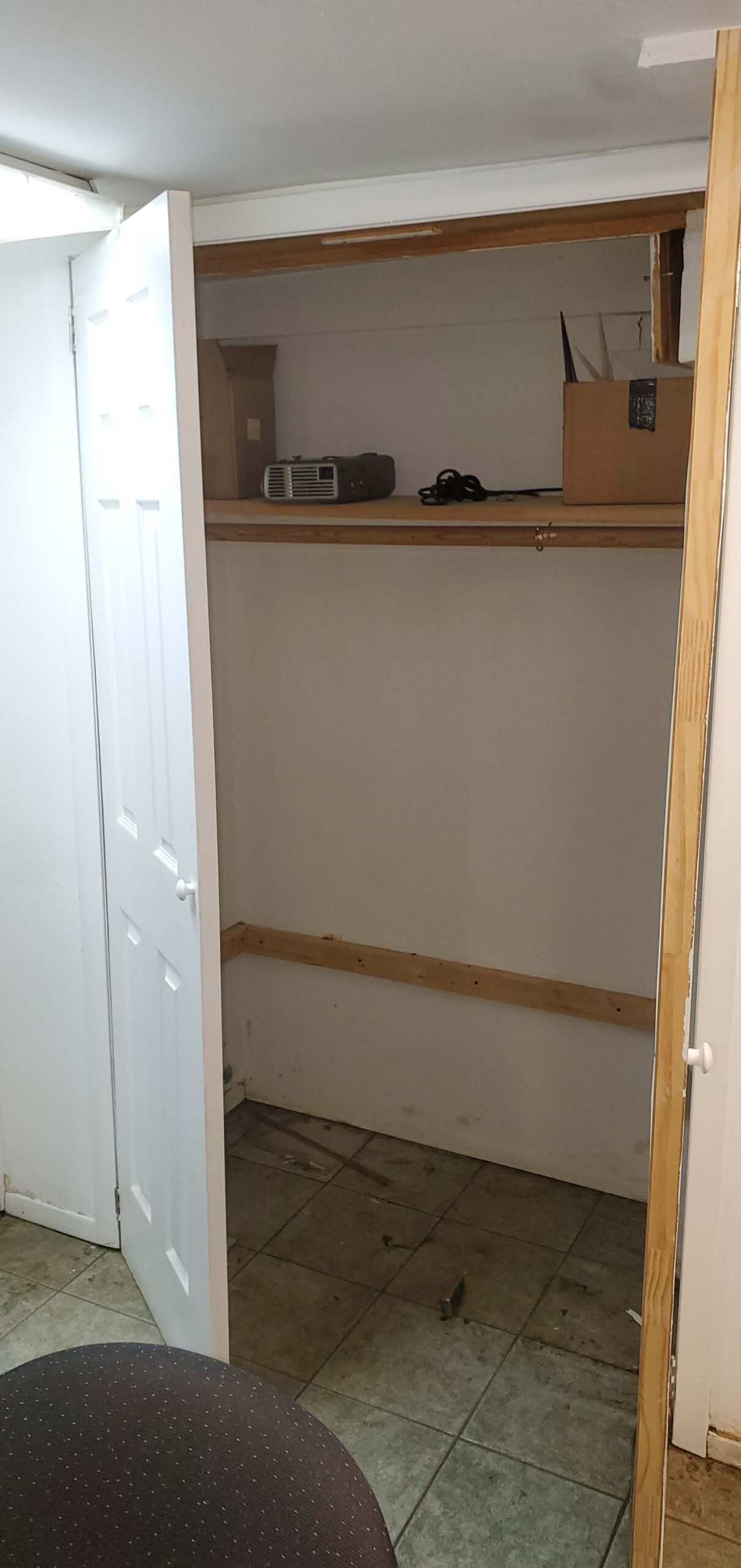 water damage done to closet